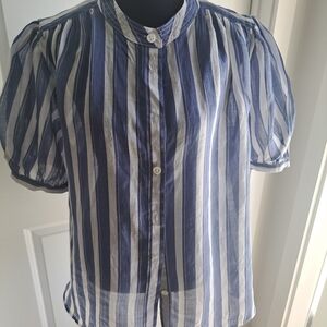 Banana Republic Blue and White Striped Blouse